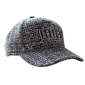 Juicy Couture Tweed Baseball Cap Embroidered Logo Hat OSFM Casal Y2K Preppy